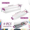 BTSKY 4 Pack Extra Long Plastic Pencil Box- Stackable Stationery Supplies Organizer Box, Clear Plastic Pencil Case, Large Capacity Storage Case for Pens, Markers, Crayons, Art Tools – Green Clip(Purple-4 Pack)