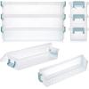 BTSKY 4 Pack Extra Long Plastic Pencil Box- Stackable Stationery Supplies Organizer Box, Clear Plastic Pencil Case, Large Capacity Storage Case for Pens, Markers, Crayons, Art Tools – Green Clip(Blue)