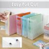 BTSKY 4 Pack Scrapbook Paper Storage Box with Wheels, Plastic Storage Organizer for 12″ x 12″ Scrapbook Papers, Portable File Organizer with Built-in Handle, Functional Magazine Holder Paper Rack