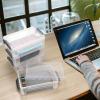 BTSKY 4 Pack Translucent Clear Office Supplies Extra Large Capacity Plastic Pencil Box Durable Storage Organizer for Pens Pencils Markers Erasers Tape etc with Grey Buckle