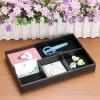 BTSKY 4 slots Desk Drawer Organizer, PU Leather Drawer Storage Organizer Divider for Office Desk Supplies Value Collection and Accessories Multi-Purpose Storage Desktop Organizer Tray(Black)(Black)