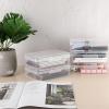 BTSKY 5 Pack Multipurpose Utility Storage Box- Large Capacity Pencil Box Stackable with Snap Lid Closure Pencil Holder Plastic Pencil Box for Organize Pencils Watercolor Pens (Grey)(Clear)