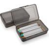 BTSKY 5 Pack Multipurpose Utility Storage Box- Large Capacity Pencil Box Stackable with Snap Lid Closure Pencil Holder Plastic Pencil Box for Organize Pencils Watercolor Pens (Grey)(Grey)