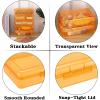 BTSKY 5 Pack Multipurpose Utility Storage Box- Large Capacity Pencil Box Stackable with Snap Lid Closure Pencil Holder Plastic Pencil Box for Organize Pencils Watercolor Pens (Grey)(Orange)