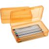 BTSKY 5 Pack Multipurpose Utility Storage Box- Large Capacity Pencil Box Stackable with Snap Lid Closure Pencil Holder Plastic Pencil Box for Organize Pencils Watercolor Pens (Grey)(Orange)