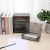 BTSKY 5 Pack Multipurpose Utility Storage Box- Large Capacity Pencil Box Stackable with Snap Lid Closure Pencil Holder Plastic Pencil Box for Organize Pencils Watercolor Pens (Grey)(Grey)