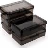 BTSKY 5 Pack Multipurpose Utility Storage Box- Large Capacity Pencil Box Stackable with Snap Lid Closure Pencil Holder Plastic Pencil Box for Organize Pencils Watercolor Pens (Grey)(Grey)