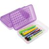 BTSKY 6 Pack Multipurpose Utility Box- Large Capacity Pencil Box with Lid Snap Closure Pencil Holder for Organize and Carry Pencils Watercolor Pens Stationery Office Supplies Organizer Blue(Purple)