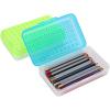 BTSKY 6 Pack Multipurpose Utility Box- Large Capacity Pencil Box with Lid Snap Closure Pencil Holder for Organize and Carry Pencils Watercolor Pens Stationery Office Supplies Organizer Blue(Colorful)