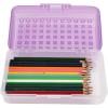 BTSKY 6 Pack Multipurpose Utility Box- Large Capacity Pencil Box with Lid Snap Closure Pencil Holder for Organize and Carry Pencils Watercolor Pens Stationery Office Supplies Organizer Blue(Purple)