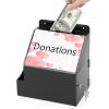 BTSKY Acrylic Suggestion Box with Lock Wall Mounted Acrylic Donation Box with 5″x7″ Sign Slot Office Ballot Boxes with Side-Pocket Collection Boxes for Voting Locking Suggestion Mailbox, White(USTRAM-70777)