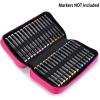 BTSKY Art Marker Carrying Case Lipstick Organizer-60 Slots Canvas Zippered Markers Storage for Touch Spectrum Noir Paint Sharpie Markers, Empty Wallet Only (Black)(Pink)