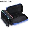 BTSKY Art Marker Carrying Case Lipstick Organizer-60 Slots Canvas Zippered Markers Storage for Touch Spectrum Noir Paint Sharpie Markers, Empty Wallet Only (Black)(Blue)