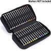 BTSKY Art Marker Carrying Case Lipstick Organizer-60 Slots Canvas Zippered Markers Storage for Touch Spectrum Noir Paint Sharpie Markers, Empty Wallet Only (Black)(Black)