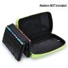 BTSKY Art Marker Carrying Case Lipstick Organizer-60 Slots Canvas Zippered Markers Storage for Touch Spectrum Noir Paint Sharpie Markers, Empty Wallet Only (Black)(Green)
