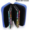 BTSKY Art Marker Carrying Case Lipstick Organizer-60 Slots Canvas Zippered Markers Storage for Touch Spectrum Noir Paint Sharpie Markers, Empty Wallet Only (Black)(Blue)