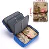 BTSKY Big Capacity Zipper Stationery Bag with Pattern-Multi-functional Stationery Organizer Pouch 36 Large Stretchy Slots for 72 Colored Pencils Black(Blue)