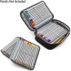 BTSKY Big Capacity Zipper Stationery Bag with Pattern-Multi-functional Stationery Organizer Pouch 36 Large Stretchy Slots for 72 Colored Pencils Black(Black)