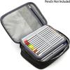 BTSKY Big Capacity Zipper Stationery Bag with Pattern-Multi-functional Stationery Organizer Pouch 36 Large Stretchy Slots for 72 Colored Pencils Black(Black)