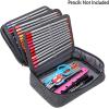 BTSKY Big Capacity Zipper Stationery Bag with Pattern-Multi-functional Stationery Organizer Pouch 36 Large Stretchy Slots for 72 Colored Pencils Black(Grey)