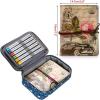 BTSKY Big Capacity Zipper Stationery Bag with Pattern-Multi-functional Stationery Organizer Pouch 36 Large Stretchy Slots for 72 Colored Pencils Black(Star Blue)
