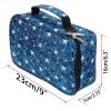 BTSKY Big Capacity Zipper Stationery Bag with Pattern-Multi-functional Stationery Organizer Pouch 36 Large Stretchy Slots for 72 Colored Pencils Black(Star Blue)