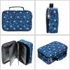 BTSKY Big Capacity Zipper Stationery Bag with Pattern-Multi-functional Stationery Organizer Pouch 36 Large Stretchy Slots for 72 Colored Pencils Black(Star Blue)