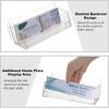 BTSKY Clear Acrylic 2-Slot Business Card Holder for Desk, Slant Back Name Card Organizer with Name Plate Display Holder, Acrylic Office Desk Name Card Storage Rack for Reception & Exhibition