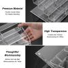 BTSKY Clear Acrylic Business Card Holder for Desk, 4 Tier 12 Pockets Acrylic Business Card Stand Organizer, Premium Thickened Acrylic Business Card Display Holder Name Cards Holders Fits 2.2 x 3.7 Inch