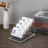 BTSKY Clear Acrylic Business Card Holder for Desk, 4 Tier 4 Pockets Acrylic Business Card Stand Organizer, Premium Thickened Business Card Display Holder Name Cards Holders Fits 2.2×3.7 Inch