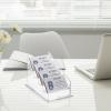 BTSKY Clear Acrylic Business Card Holder for Desk, 4 Tier 4 Pockets Acrylic Business Card Stand Organizer, Premium Thickened Business Card Display Holder Name Cards Holders Fits 2.2×3.7 Inch