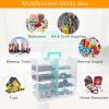 BTSKY Clear Plastic Dividing Storage Box with 4 Deep Compartments Adjustable Storage Bin with Lid Portable Craft Storage Container Multipurpose Sewing Box Art Supply Organizer, 13.9×7.9×6.2 Inches(15.1×13.9×6.1 Inches)