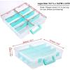 BTSKY Clear Plastic Dividing Storage Box with 4 Deep Compartments Adjustable Storage Bin with Lid Portable Craft Storage Container Multipurpose Sewing Box Art Supply Organizer, 13.9×7.9×6.2 Inches(15.1×13.9×3.5 Inches)