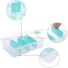 BTSKY Clear Plastic Dividing Storage Box with 4 Deep Compartments Adjustable Storage Bin with Lid Portable Craft Storage Container Multipurpose Sewing Box Art Supply Organizer, 13.9×7.9×6.2 Inches(13.3×8.1×3.4 Inches)