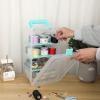 BTSKY Clear Plastic Dividing Storage Box with 4 Deep Compartments Adjustable Storage Bin with Lid Portable Craft Storage Container Multipurpose Sewing Box Art Supply Organizer, 13.9×7.9×6.2 Inches(13.9×7.9×6.2 Inches)