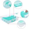 BTSKY Clear Plastic Dividing Storage Box with 4 Deep Compartments Adjustable Storage Bin with Lid Portable Craft Storage Container Multipurpose Sewing Box Art Supply Organizer, 13.9×7.9×6.2 Inches(15.1×13.9×3.5 Inches)