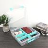 BTSKY Clear Plastic Dividing Storage Box with 4 Deep Compartments Adjustable Storage Bin with Lid Portable Craft Storage Container Multipurpose Sewing Box Art Supply Organizer, 13.9×7.9×6.2 Inches(15.1×13.9×3.5 Inches)