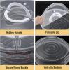 BTSKY Clear Plastic Pizza Container with Lid and Handle 12”Round Pie Carrier with Lid Portable Pizza Keeper Reusable Food Storage for Cheese, Desserts, Holds up to 11”Pizza (USTRAM-34135)(Round)