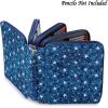 BTSKY Colored Pencil Case- 160 Slots Pencil Holder Pen Bag Large Capacity Pencils Organizer with Handle Strap Handy Colored Pen Box with Printing Pattern Blue Star
