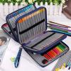 BTSKY Colored Pencil Case- 160 Slots Pencil Holder Pen Bag Large Capacity Pencils Organizer with Handle Strap Handy Colored Pen Box with Printing Pattern Blue Star