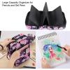 BTSKY Colored Pencil Case 300 Slots Pen Pencil Bag Organizer with Handy Wrap Portable- Multilayer Holder for Crayola Colored Pencils & Gel Pen(Black)(Purple Rose)