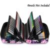 BTSKY Colored Pencil Case 300 Slots Pen Pencil Bag Organizer with Handy Wrap Portable- Multilayer Holder for Crayola Colored Pencils & Gel Pen(Black)(Purple Rose)