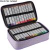 BTSKY Colored Pencil Case 360 Slots Pencil Bag Organizer High Capacity Holder with Double Zippers Multilayer for Crayola Colored Pencils Watercolor Pens & Gel Pens Grey(Purple)