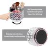 BTSKY Crystal 360 Degree Rotating Desk Organizer Decorative Storage Box with 4 Compartments, Glitter Metal Makeup Brush Holder Elegant Storage Caddy Home Decor Gift for Women, Round-4 Slots Silver(Silver)