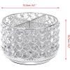 BTSKY Crystal 360 Degree Rotating Desk Organizer Decorative Storage Box with 4 Compartments, Glitter Metal Makeup Brush Holder Elegant Storage Caddy Home Decor Gift for Women, Round-4 Slots Silver(Silver)