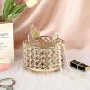 BTSKY Crystal 360 Degree Rotating Desk Organizer Decorative Storage Box with 4 Compartments, Glitter Metal Makeup Brush Holder Elegant Storage Caddy Home Decor Gift for Women, Round-4 Slots Silver(Gold)
