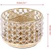 BTSKY Crystal 360 Degree Rotating Desk Organizer Decorative Storage Box with 4 Compartments, Glitter Metal Makeup Brush Holder Elegant Storage Caddy Home Decor Gift for Women, Round-4 Slots Silver(Gold)