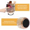 BTSKY Crystal 360 Degree Rotating Desk Organizer Decorative Storage Box with 4 Compartments, Glitter Metal Makeup Brush Holder Elegant Storage Caddy Home Decor Gift for Women, Round-4 Slots Silver(Gold)
