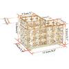 BTSKY Crystal Remote Control Holder 2 Slots Desktop Organizer Multi-Function Desk Stationery Storage Box Decorative Storage Caddy for TV Controllers Office Stationery Makeup Brushes Art Supplies(Gold)(Gold)