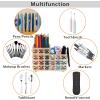 BTSKY Crystal Remote Control Holder 2 Slots Desktop Organizer Multi-Function Desk Stationery Storage Box Decorative Storage Caddy for TV Controllers Office Stationery Makeup Brushes Art Supplies(Gold)(Gold)